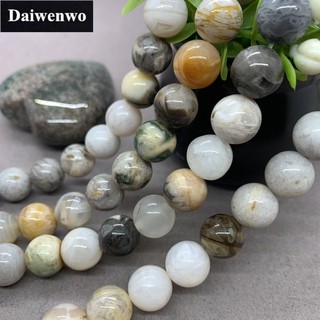 Earth Agate Bead โลกอาเกตลูกปัดหินรอบ 4-12 มิลลิเมตรพลอยหลวม Spacer เครื่องประดับ DIY ขายส่ง