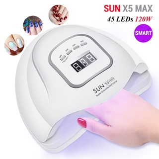 SUN X5 Max /Plus พร้อมส่ง เครื่องอบเล็บเจล 110 /120 วัตต์ LED 45 ดวง แห้งไวมาก UV LED Nail lamp 110/ 120W เครื่องอบเล็บ