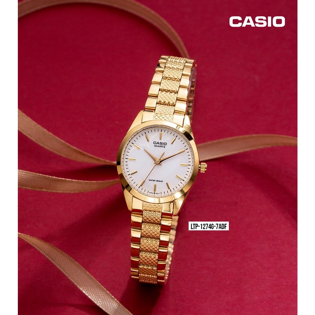 นาฬิกา Casio รุ่น LTP-1274G-7A ,LTP-1274D นาฬิกาข้อมือผู้หญิง สายสแตนเลส -ของแท้100% ประกันศูนย์ CMG 1 ปี