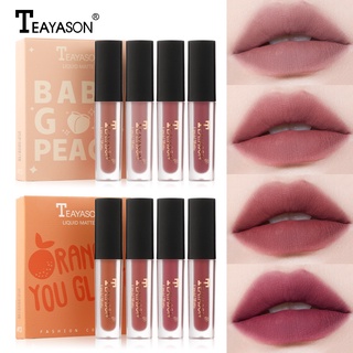 Teayason® Hot Sale Set Box Velvet Matte Lip Glaze Female Orange Color Skin Tone Waterproof Non-stick Cup Lasting Student Women Beauty Makeup