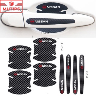 4/8 PCS คาร์บอนไฟเบอร์รถประตูชามจับสติกเกอร์สำหรับ Nissan Kicks 2022 Note Almera Terra Navara d40 nismo xtrail t32 March Cube Vision teana j32 Leaf Juke