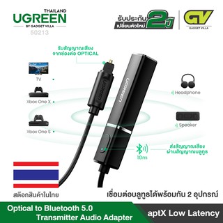 UGREEN รุ่น 50213 บลูทูธ Bluetooth V5.0 Transmitter Wireless Audio Adapter Dual Link aptX Low Latency USB Powered with