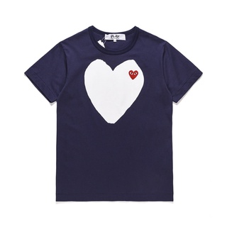 Cdg เสื้อยืดคอกลม แขนสั้น ผ้าฝ้าย พิมพ์ลายหัวใจ สีฟ้า สีขาว ขนาดใหญ่ เหมาะกับฤดูร้อน สําหรับผู้ชาย และผู้หญิง