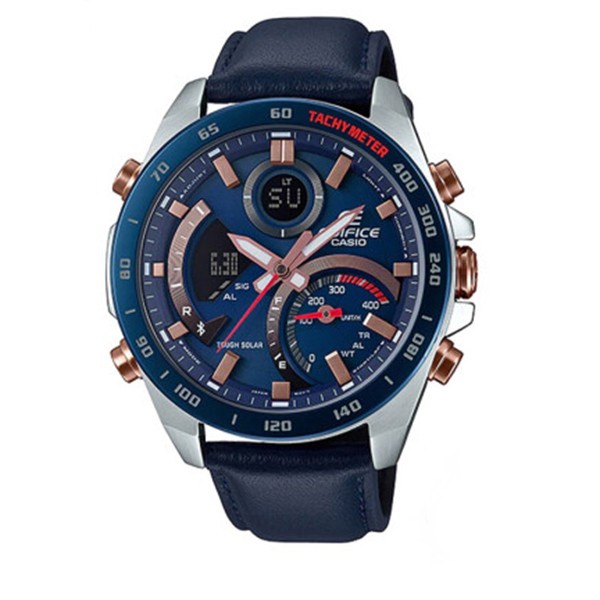 MK นาฬิกาข้อมือผู้ชายCasio Edifice Bluethoothนาฬิกาข้อมือผู้ชาย สายหนัง รุ่น ECB-900BL-2A Blue （ของแท้100% ประกันCMG)