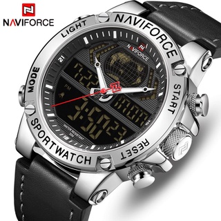 NAVIFORCE แบรนด์ชั้นนำบุรุษแฟชั่นกีฬานาฬิกาชายหนังกันน้ำนาฬิกาควอตซ์อนาล็อกดิจิตอลนาฬิกาข้อมือ