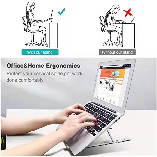 【มีอยู่ในสต็อก】การปรับความเร็วเจ็ดระดับขาตั้งแล็ปท็อป ขาตั้งพลาสติก แบบพับได้ สำหรับแล็ปท็อป iPad การตั้งค่าโครงสร้างสาม - รูปที่ 3