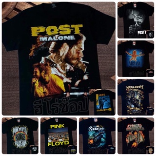 ROUND คอลูกเรือRockyeah &amp; HotRock เสื้อยืด 3D POST MALONE สกรีนใส HD เสื้อยืดสีดํา เสื้อยุค 90 เสื้อทรงเอ เสื้อเชิ้ต เฉื