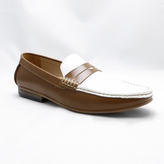 classic penny loafer bicolor Tan &amp; White