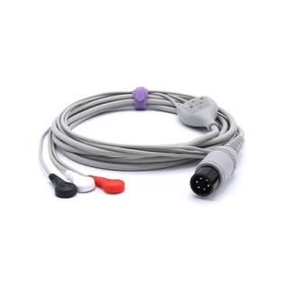 สายวัดคลื่นไฟฟ้าหัวใจ 3ลีด แบบกระดุม AHA คอนเนกเตอร์ 6pin ECG cable3 leads Snap AHA