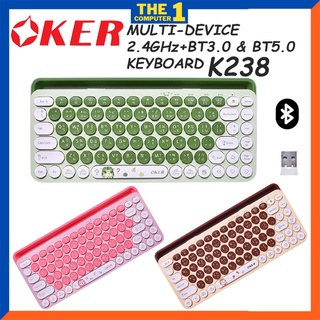 OKER คีย์บอร์ดไร้สาย MULTI-DEVICE 2.4GHz+BT3.0 &amp; BT5.0 KEYBOARD K238