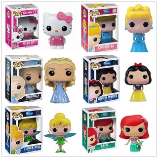 Funko POP ตุ๊กตาดิสนีย์ Hello Kitty Cinderella Snow White Tinker Bell Ariel ของเล่นสําหรับเด็ก