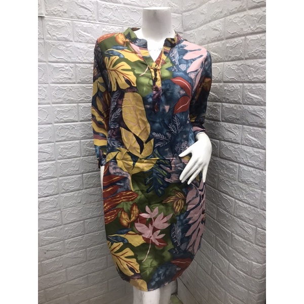 220#127ชุดแซกผ้าสปันพิมม์ลาย#เสื้อมุสลิม#ชุดตัวยาว#สำหรับชุดใส่เที่ยวทะเล