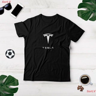 Sort.V 2021 เสื้อยืดพิมพ์ลายโลโก้ TESLA CAR DISTRO สําหรับติดรถยนต์ เสื้อยืดผ้าฝ้าย 100%