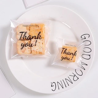[🚛ส่งไว ส่งทุกวัน💨] ลายพิเศษ! ถุงฝากาว 2 ขนาด 7x7cm และ 10x10cm ลาย Thank you บรรจุ 95-100 ใบ