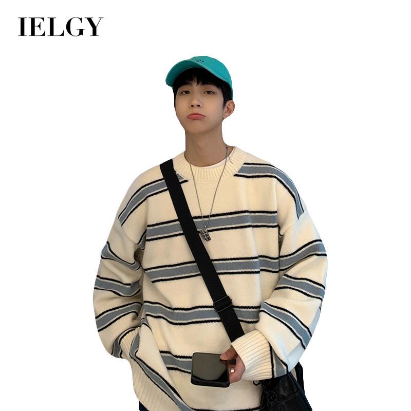 อิลกี้ แฟชั่นลายรอบคอเสื้อกันหนาวชายสไตล์เกาหลีหลวมทุกการแข่งขันแขนยาว