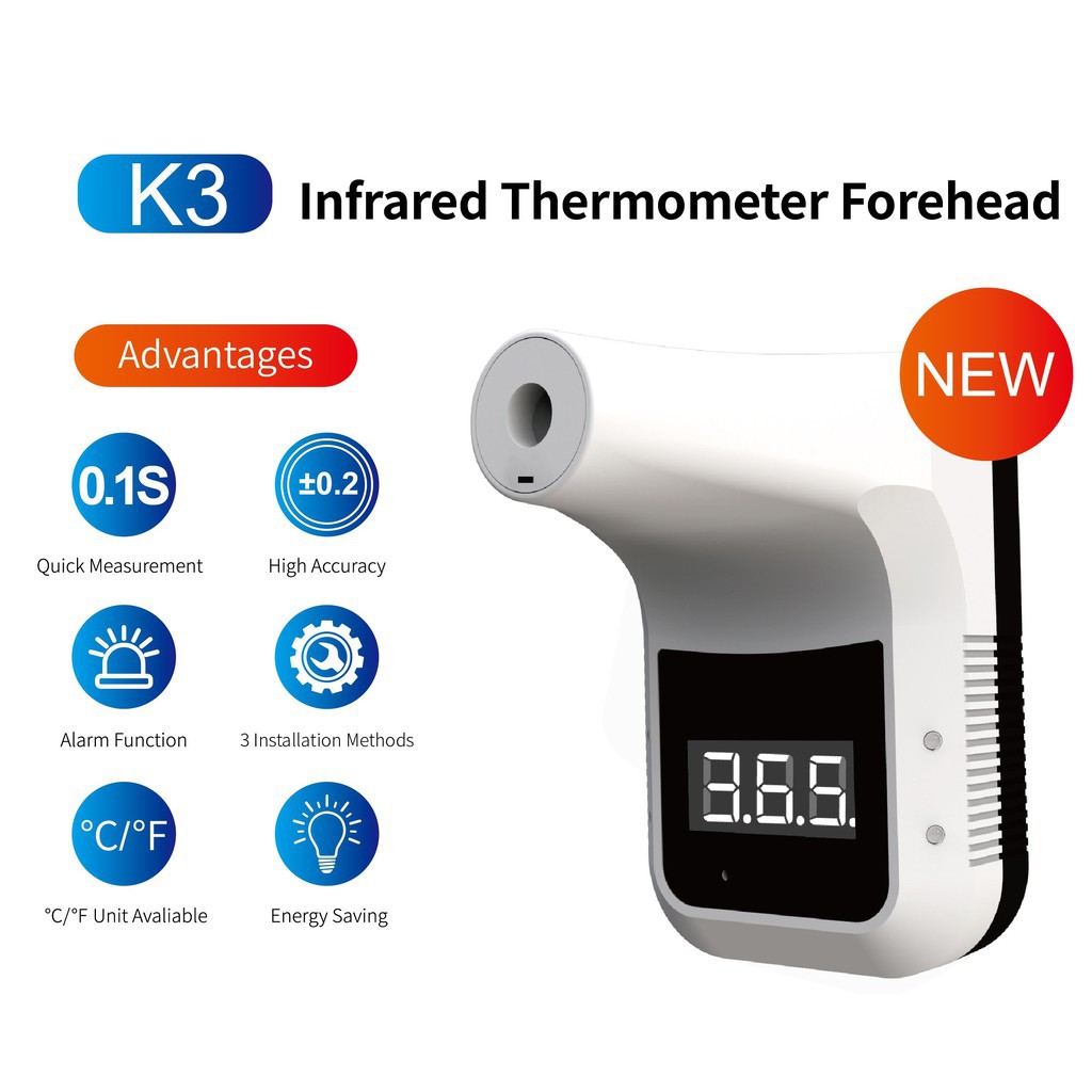 【พร้อมส่ง】เครื่องวัดอุณหภูมิร่างกาย ทางหน้าผากแบบอินฟาเรด k3 เครื่องวัดอุณหภูมิอินฟราเรด+ มีใบอน