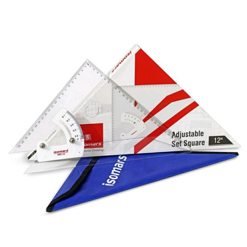 ISOMARS ไม้บรรทัด ไม้ฉากปรับมุม Adjustable Set Square ขนาด 8 นิ้ว 10 นิ้ว 12 นิ้ว