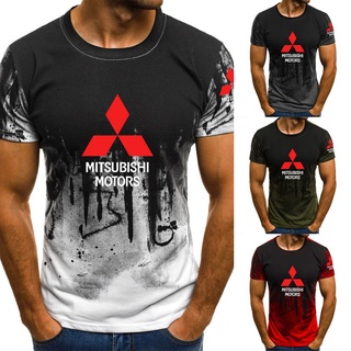 เสื้อยืดลําลอง แขนสั้น คอกลม พิมพ์ลาย Mitsubishi 3D สีมัดย้อม แฟชั่นสําหรับผู้ชาย และผู้หญิง 2022