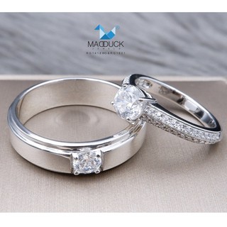 Madduckjewels แหวนเงินแท้ เพชร CZ ชุบโรเดียม RG1418-RG1621