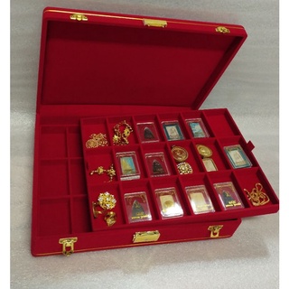 กล่องกำมะหยี่กล่องใส่เครื่องประดับกล่องใส่พระ2ชั้น36ช่อง#ช่องใหญ่มาก#