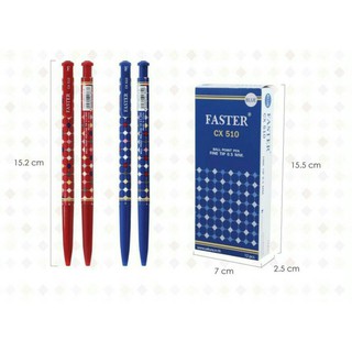 Faster Ball Point Pen CX510 ปากกาลูกลื่นฟาสเตอร์ บรรจุ 12 ด้าม/กล่อง