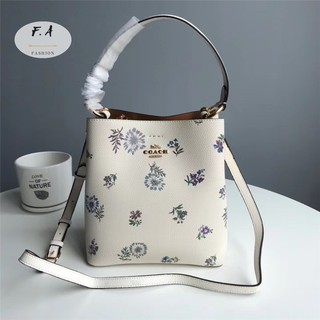 F.A (ของแท้ 100%) COACH 2310 hot new style / ladies one-shoulder diagonal bag / handbag dandelion pattern / bucket bag