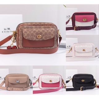 Coach 638 639 640 กระเป๋ากล้อง Cassie ใน Signature Canvas Women Crossbody Sling Handbag