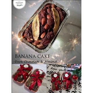 🍌เค้กกล้วยหอมช็อกโกแลต [สูตรเจ] 🍌-หน้าดาร์กช็อกโกแลตอัลมอนด์- BANANA CAKE  #ของขวัญปีใหม่ ❎ ไม่ใส่ไข่❎ เนย❎ นม