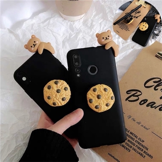 Huawei P10 P20 P30 P40 Mate9 Mate10 Mate20 Mate30 Pro P20lite Nova3e P30lite Nova4e Mate20X Y8P Phone Case Cookie bracket bear TPU Soft Cover กรณี