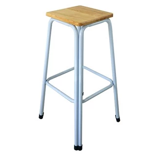 Inmyhomeเก้าอี้บาร์ (C)ไม้ยางพารา ขาเหล็ก เก้าอี้คาเฟ่ สูง75cm. รับน้ำหนักได้100กิโล