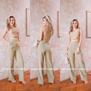 🍒ขาบานซิปหลัง🍒กางเกงผ้าฮานาโกะ-รุ่นขาตรง-ซิปหลังไซส์S25-2XL🏷️งานป้ายร้านFAMOUS 🐇พร้อมส่ง
