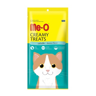 มีโอ ขนมแมวครีมมี่ทรีตรสโบนิโตะ 15 กรัม X 4 ซอง อาหารแมว Me-O Creamy Treat Bonito15 g x 4