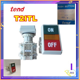 สวิทซ์กดหน้าตู้ พุสพาสตอน 2สวิทซ์ ONOFF รุ่น T2ITL ยี่ห้อ Tend รุ่นมีไฟ โชว์ สวิทซ์กดเปิด-ปิด มีแลมป์