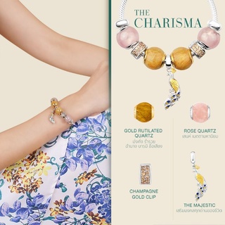 CHEEVITWUFU The Charisma’ Collection Charm Bracelet สร้อยข้อมือเงินพร้อมจี้นกยูง และชาร์มไหมทอง และ Rose Quartz