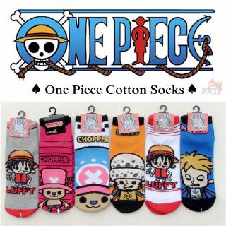 ☠ One Piece ถุงเท้าข้อสั้น（C - 6 Styles）☠ 1Pair Luffy Chopper Law Marco Unisex Cotton Ankle Socks