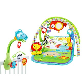 เพลยิม โมบายติดเตียง ของเล่นเด็กแรกเกิด คุ้มมาก Fisher Price Rainforest Gym &amp; Mobile Gift Set