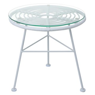 Chair table RATTAN ROUND TABLE SPRING WHITE Outdoor furniture Garden decoration accessories โต๊ะ เก้าอี้ โต๊ะสนามหวายเที