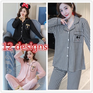 READY STOCK Women Milk Silk Pyjama Long sleeve Nightwear Sleepwear Female baju tidur Pajamas Set autumn 2-piece set nightwear Homewear