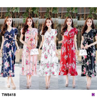 MaxiDress แม็กซี่เดรส แขนตุ๊กตา ผ้าหางกระรอก ผูกโบว์เอว งานเรียบๆ แต่งสวยสุดๆ