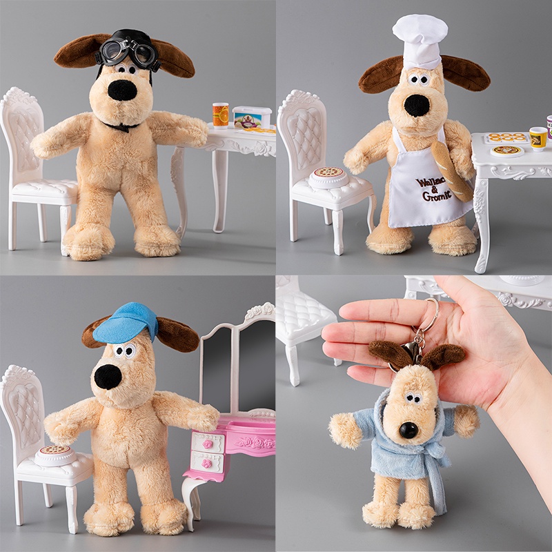 42cm Wallace และ Gromit Pilot Chef ยัดไส้ตุ๊กตาตุ๊กตาเสื้อคลุมอาบน้ําจี้บีบีซี 1989