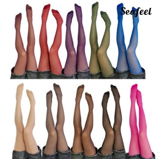 Seafeel ถุงน่องขายาวแฟชั่นสําหรับสตรีผ้ากํามะหยี่เซ็กซี่สีลูกกวาด