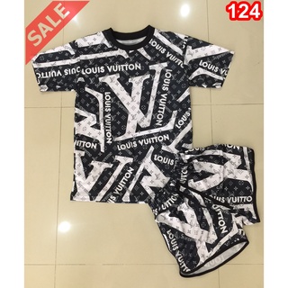 SaLe 124 (อก40-42) ชุดเซ็ทเสื้อ+กางเกงขาสั้น ผ้ายืดสกูบ้าแนวสปอร์ต พิมพ์ลายทั้งตัว กางเกงเอวยางยืด Lovely-Catty