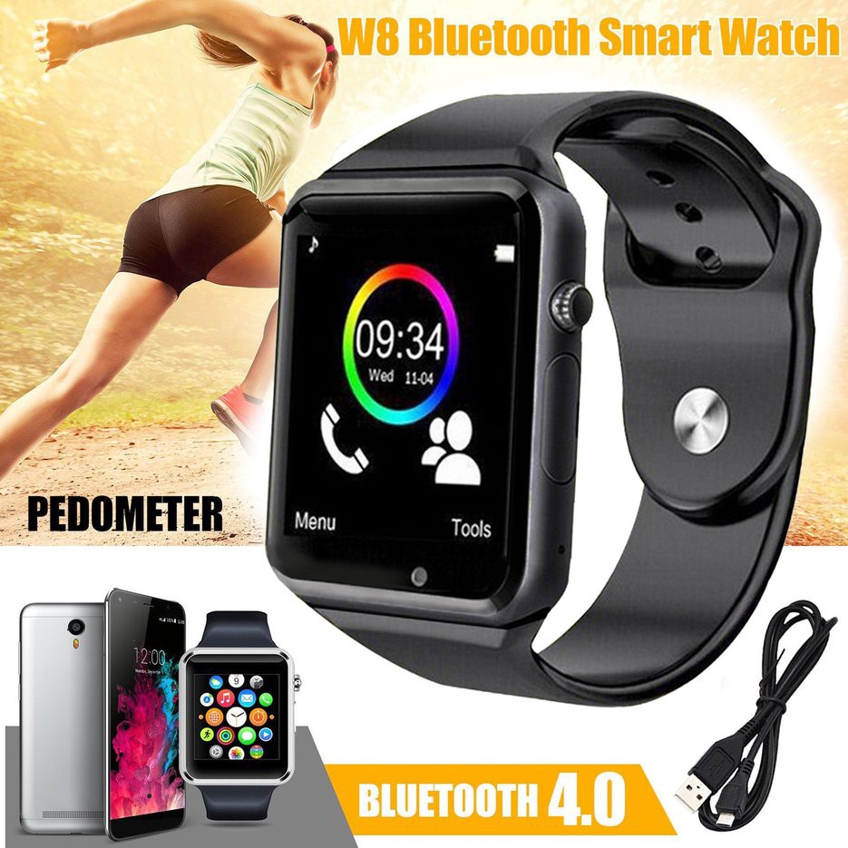 สีดำ นาฬิกาข้อมืออัจฉริยะ 2016 Smart Watch A1 W8 With Sim Card Camera Bluetooth Smartwatch ios android