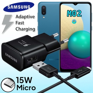 ที่ชาร์จ Samsung M02 micro 15W ซัมซุง หัวชาร์จ(EU) สายชาร์จ หัวเสียบไมโคร Fast Charge ชาร์จเร็ว ชาร์จด่วน ของแท้ศูนย์