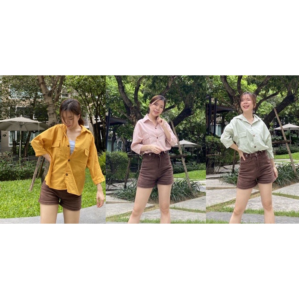 🔥📌CK99Shop🔥📌พร้อมส่ง เชิ้ตไหล่กว้าง สไตล์เกาหลี