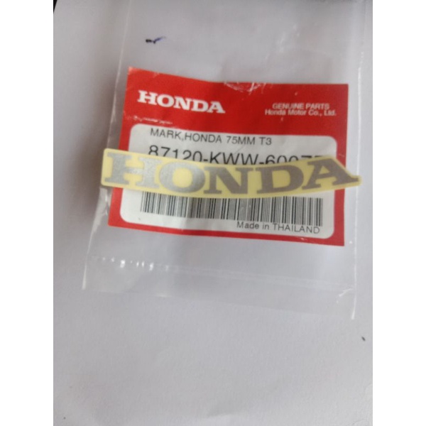 สติ๊กเกอร์HONDA แท้(87120-KWW-600ZB/75มม)สีเทาพื้นใสติดครอบหน้าเวฟ110iปี2009-2018, 1ชิ้น