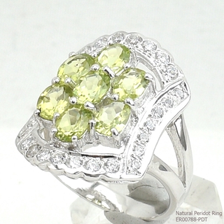 SKJewelryfactory แหวนเงินพลอยเพอริดอทแท้ สไตล์หรูหรา ER00788-PDT