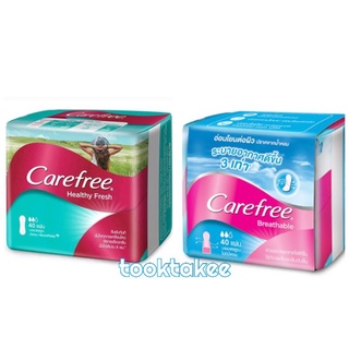 Carefree แผ่นอนามัย แคร์ฟรี ผ้าอนามัยแผ่นเล็ก สำหรับวันมาน้อย และเพื่อความมั่นใจระหว่างวัน 40แผ่น ไม่มีปีก