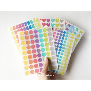 Pastel round,heart,star sticker สติกเกอร์พาสเทลวงกลม หัวใจ ดาว สี่เหลี่ยม