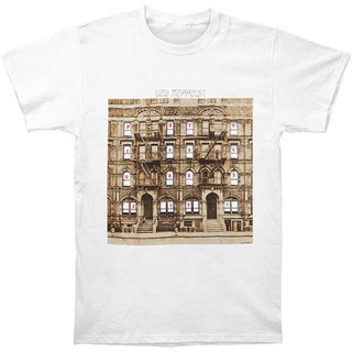 เสื้อยืดวงดนตรีเยาวชน Led Zeppelin Mens Physical Graffiti T-shirt Large White discount รถถังall size
